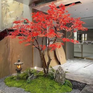 Custom Large Artificial Red Maple Tree for Indoor & Outdoor Decor | Realistic Fake Maple Tree for Commercial Projects