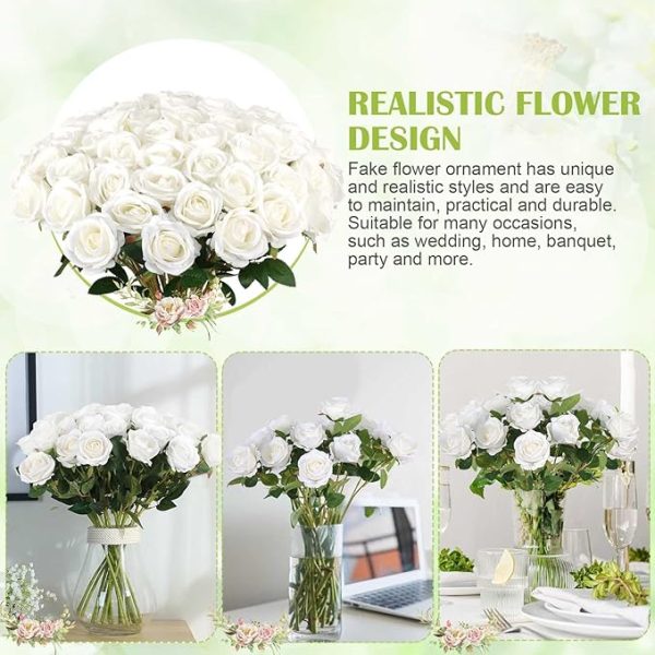 Artificial white rose flowers