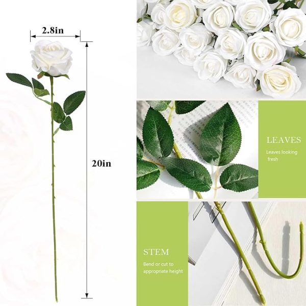 Artificial white rose flowers