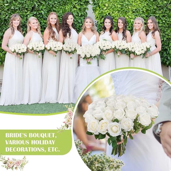 Artificial white rose flowers