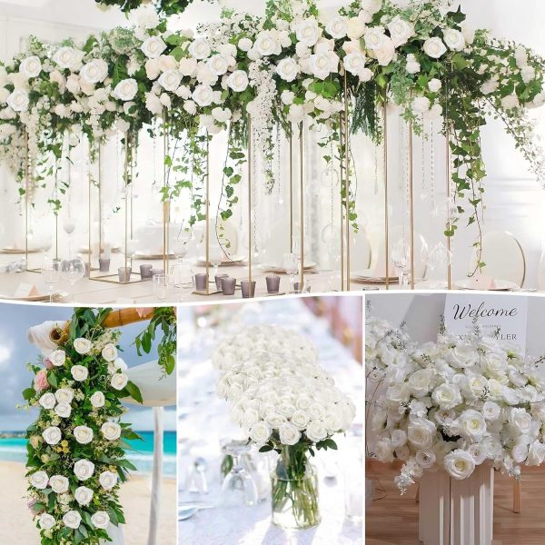 Artificial white rose flowers