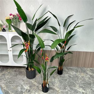 Simulation bird of paradise with flowers