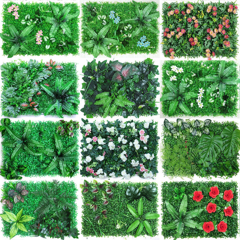 Plastic grass wall panels