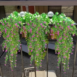 Maintenance-free artificial hanging bougainvillea décor