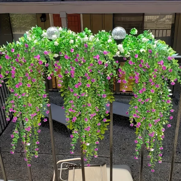 Maintenance-free artificial hanging bougainvillea décor