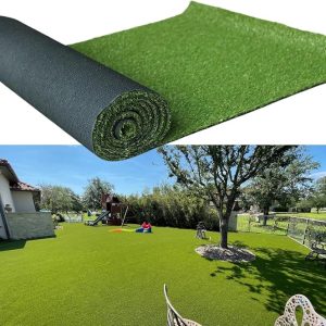 Low-maintenance synthetic lawn for landscaping