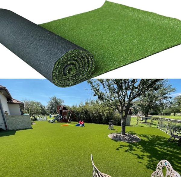 Low-maintenance synthetic lawn for landscaping