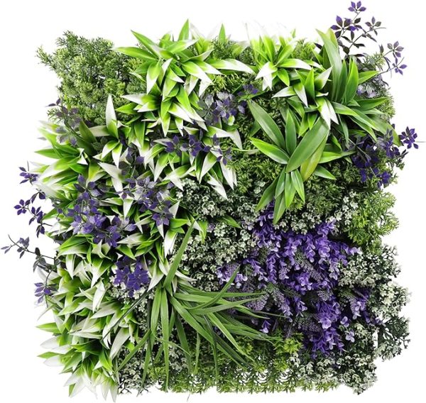 Artificial boxwood panel with purple foliage