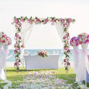 Maintenance-free artificial peony and rose wreath for hotels