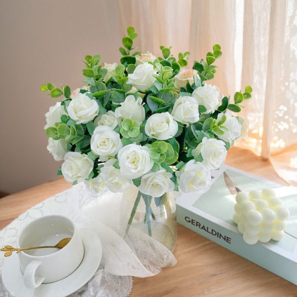 Premium artificial eucalyptus rose bouquet for hotel lobbies