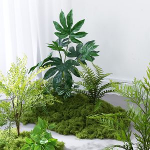 Artificial fern micro landscape terrarium for hotel décor