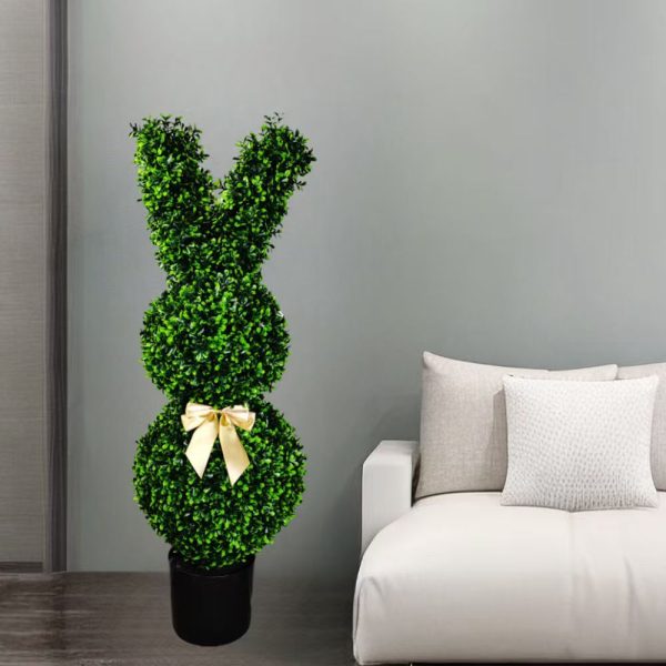 Artificial bunny topiary shaped tree in pot