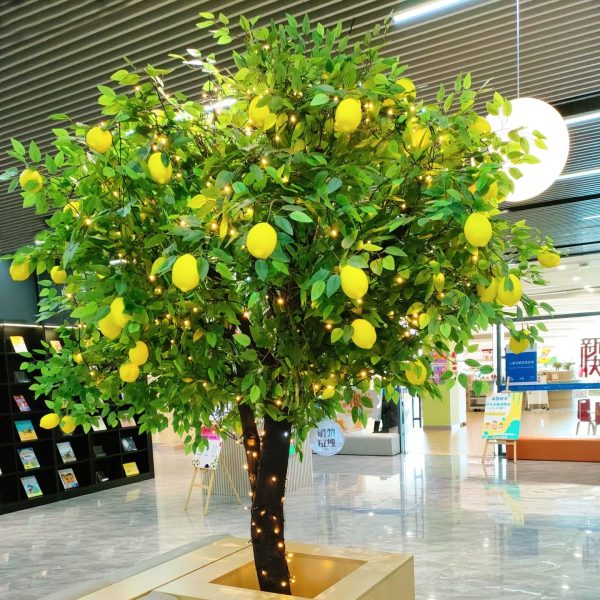Faux lemon tree with realistic fruits