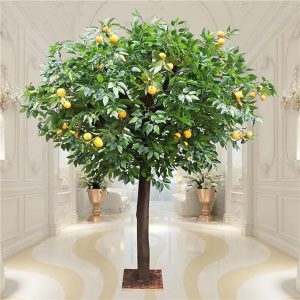 Indoor faux fruit tree décor for hotels