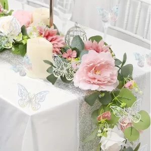 Boho faux hanging rose garland for cafés