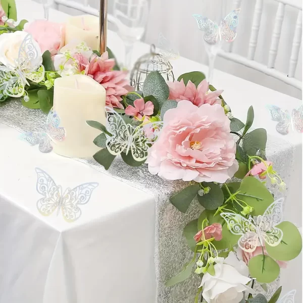 Boho faux hanging rose garland for cafés