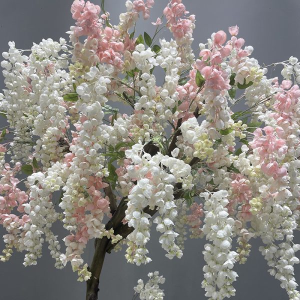 Low-maintenance artificial wisteria tree for retail displays
