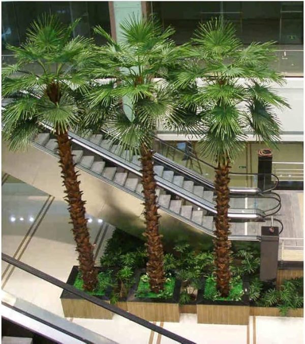 Indoor artificial palm tree décor for hotels