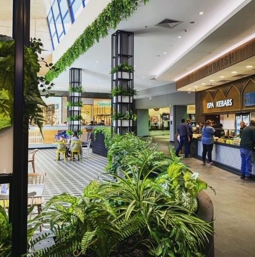 shopping center decor with fake plants
