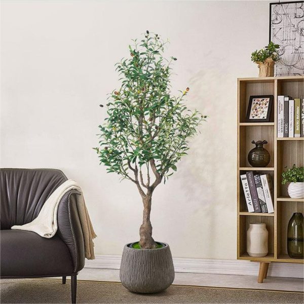 Potted artificial olive tree
